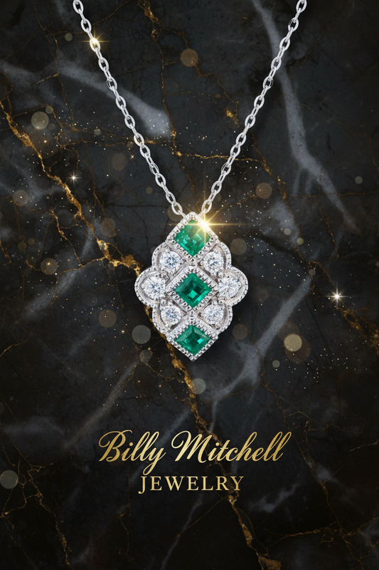 .80 ctw diamond and emerald pendant