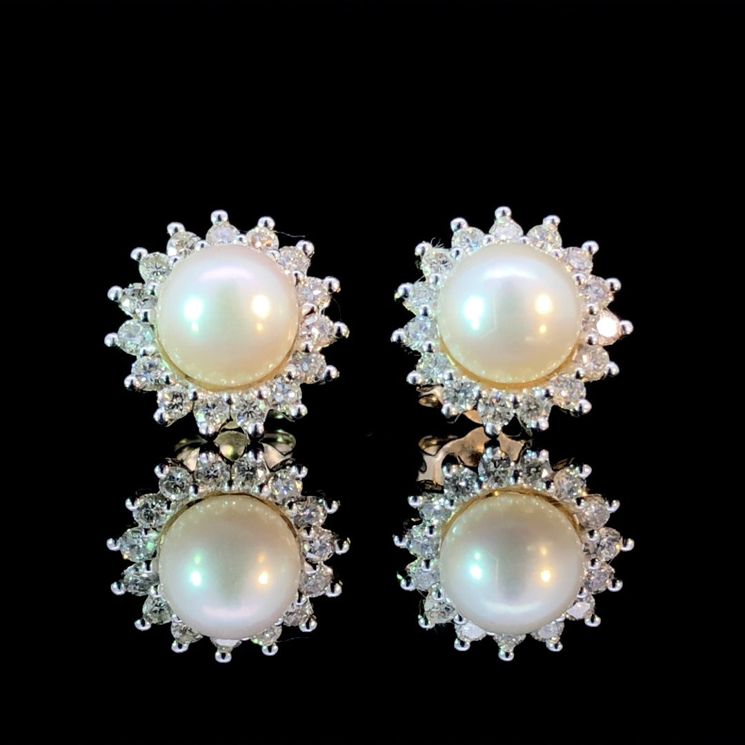 .50 ctw diamond and pearl earrings