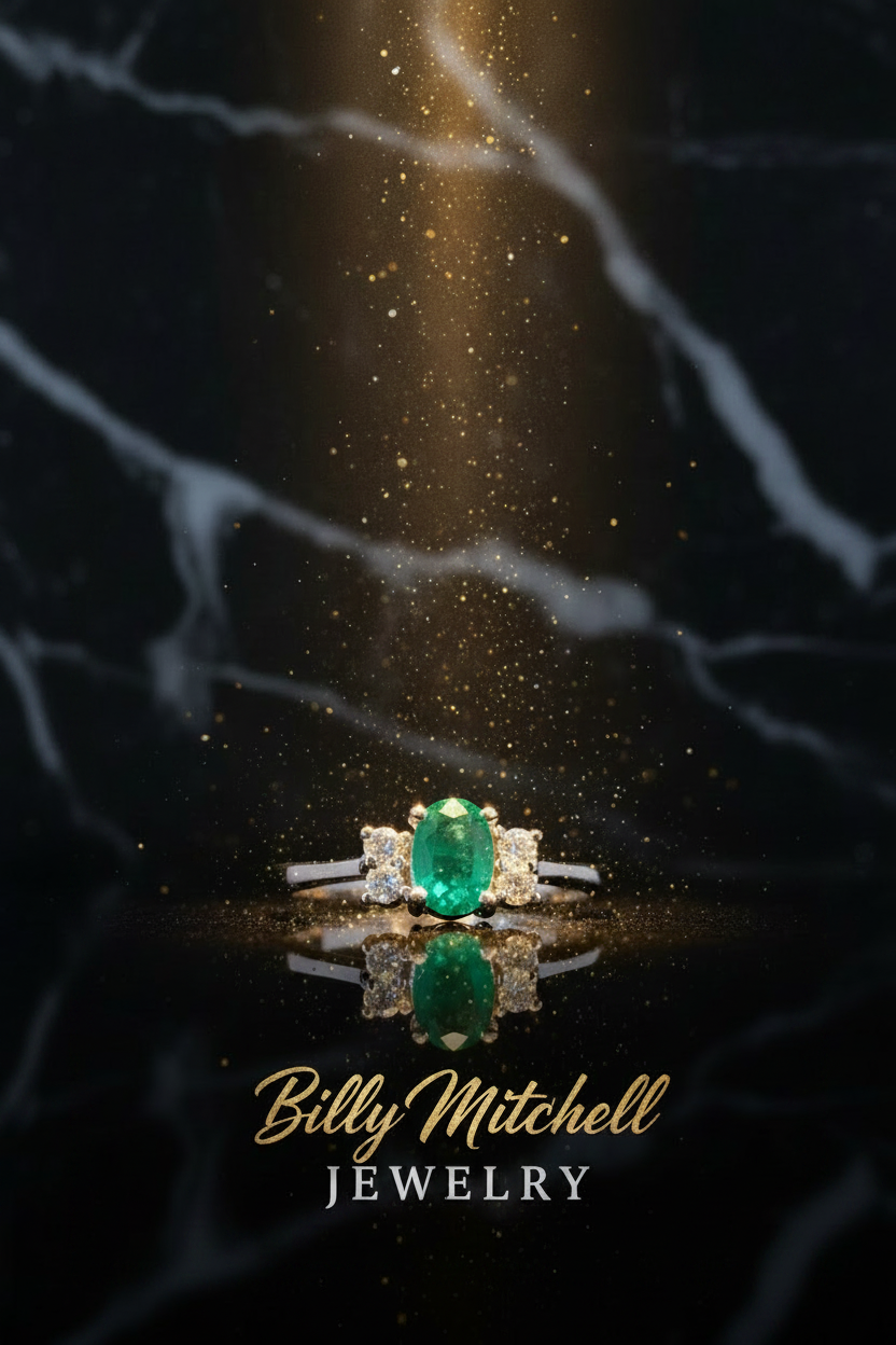148779 - .72 ctw emerald and diamond ring