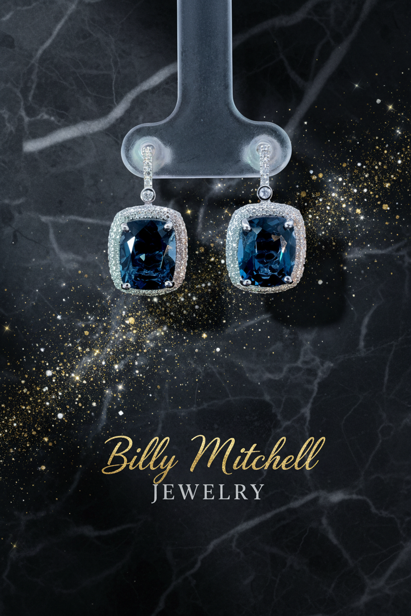 167092 - 6.86 ctw london blue topaz and diamond earrings