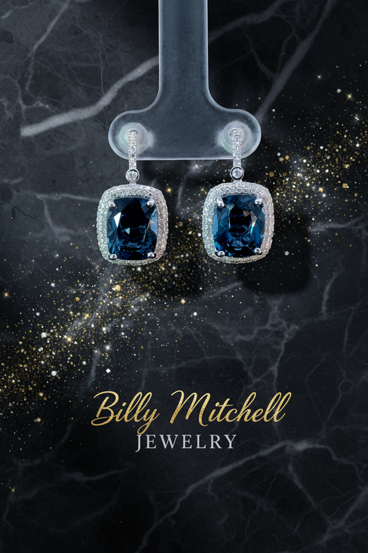 167092 - 6.86 ctw london blue topaz and diamond earrings