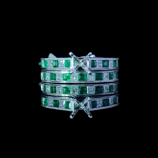 1.02 ctw emerald and diamond semi mount