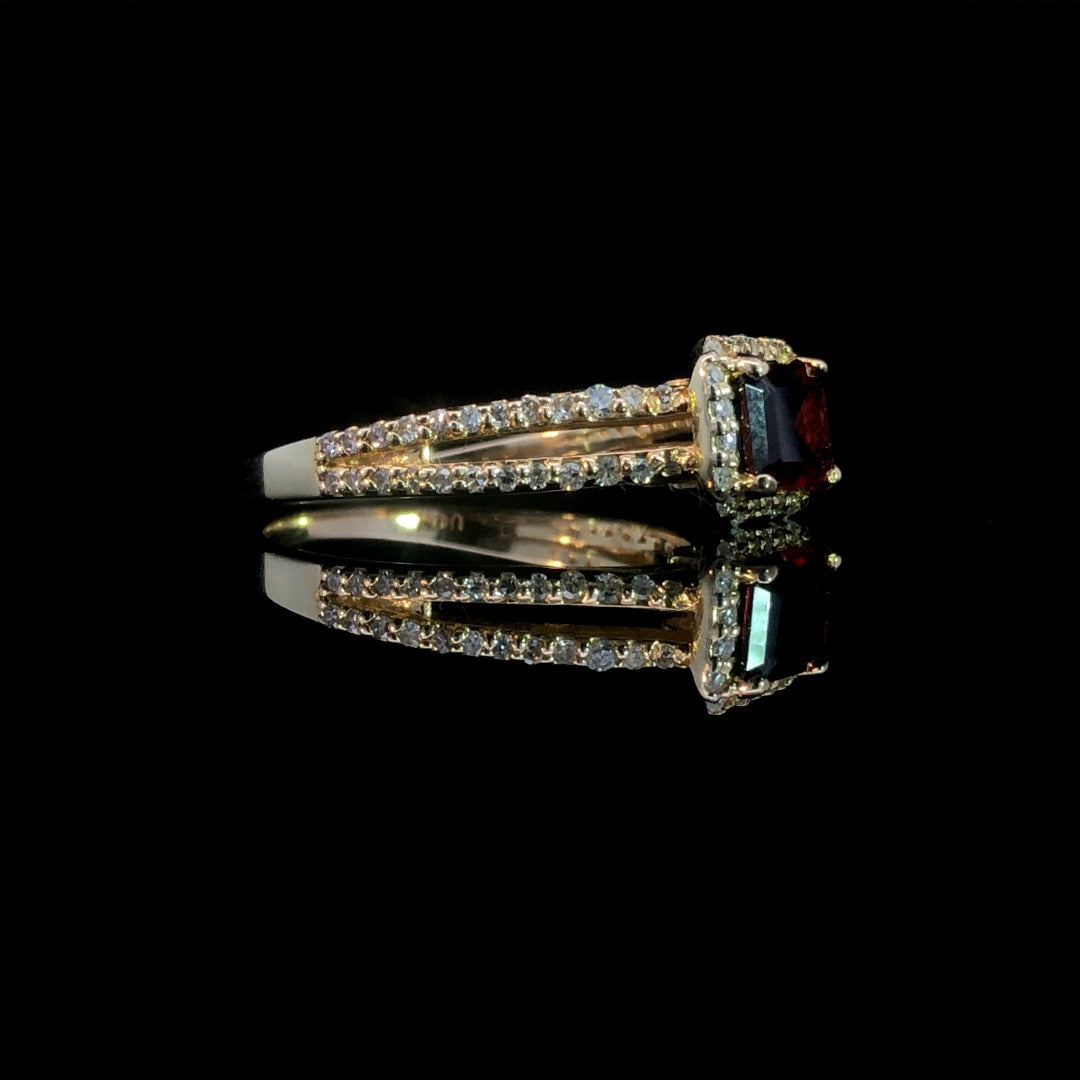 163237 - .35 ctw diamond and garnet ring