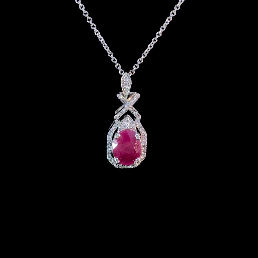 1.24 ctw ruby and diamond necklace