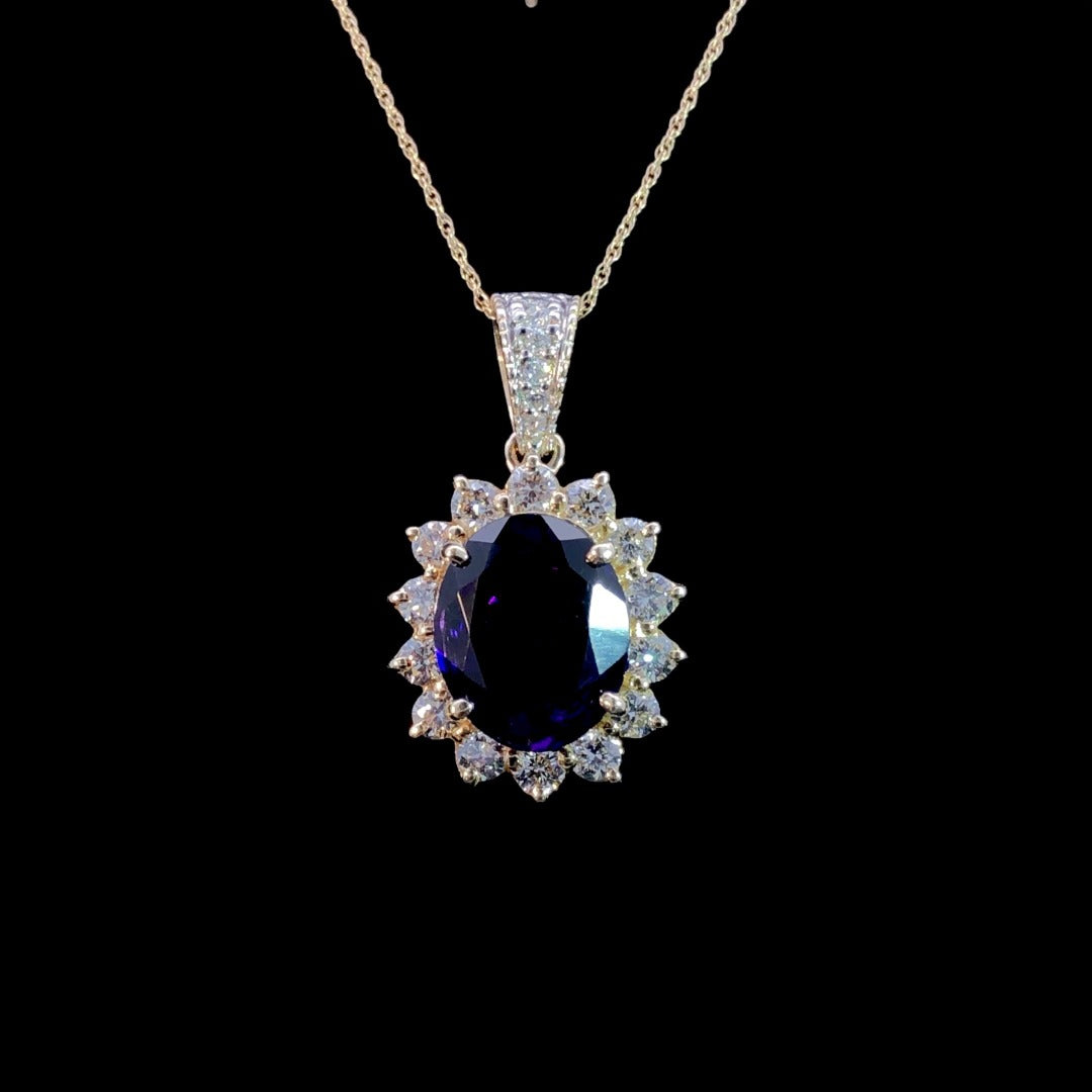 1.50 ctw amethyst and diamond pendant