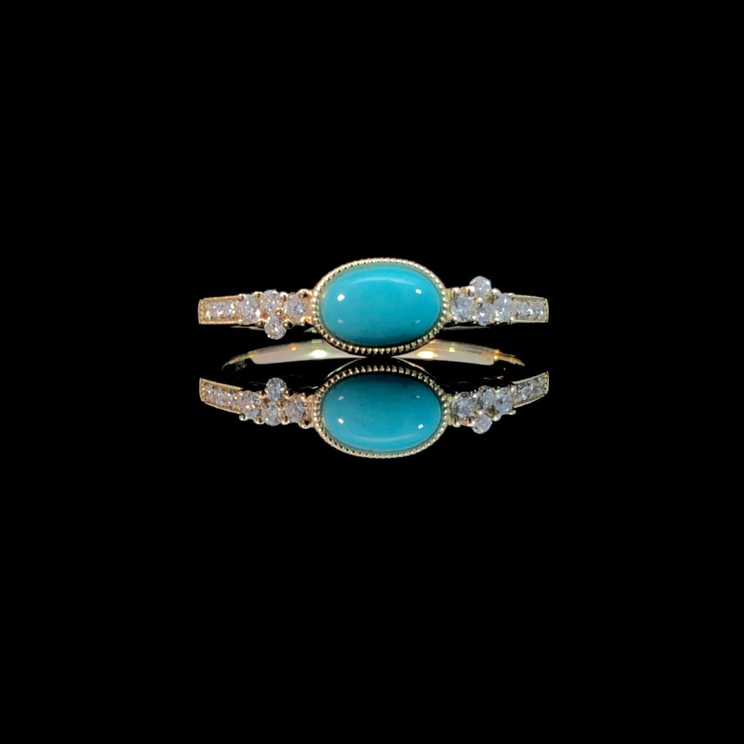 163304 - .44 ctw turquoise and diamond ring