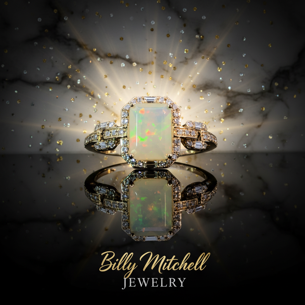 167150 - 1.31 ctw Opal and diamond ring