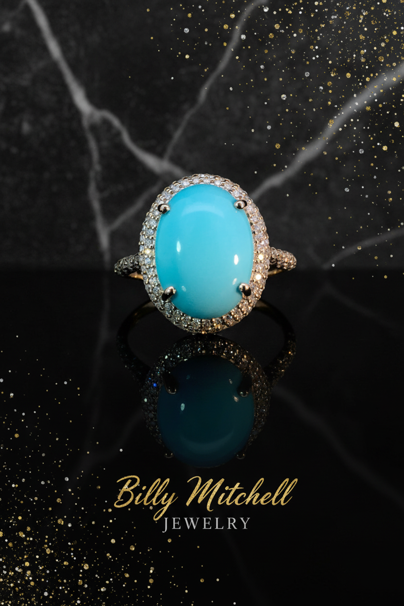 167146 - 4.24 ctw turquoise and diamond ring
