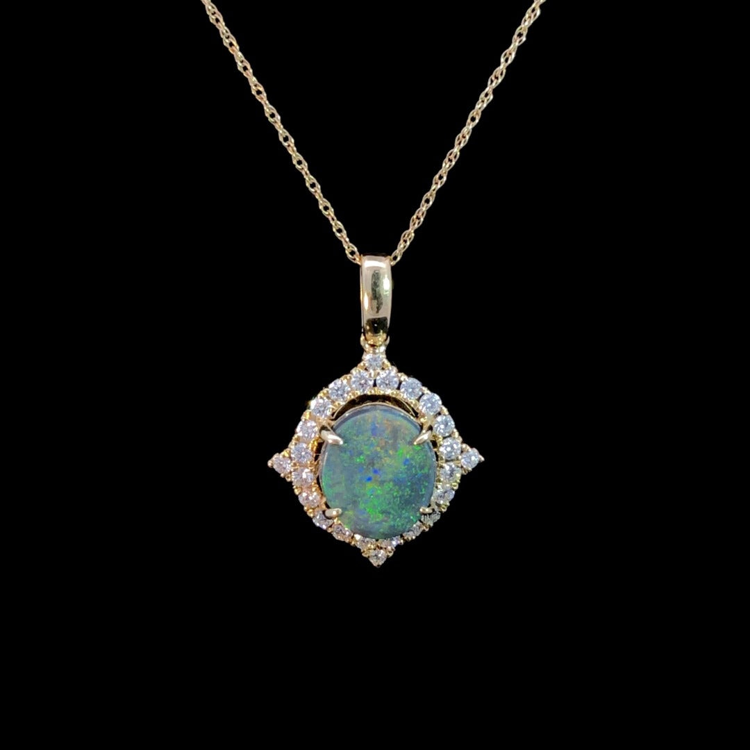 1.77 ctw opal and diamond pendant