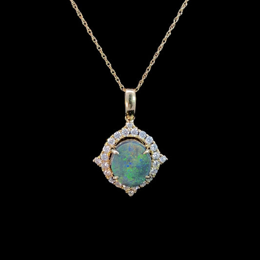 1.77 ctw opal and diamond pendant