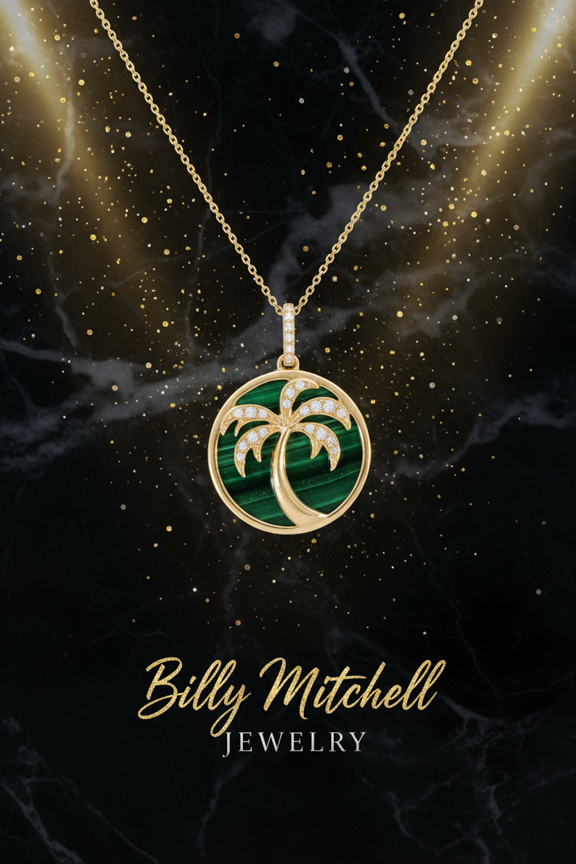 167132 - Malachite and diamond pendant