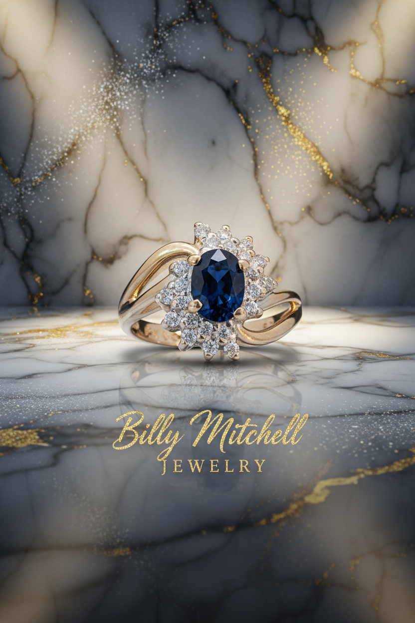 150405 - 1.10 ctw sapphire and diamond ring