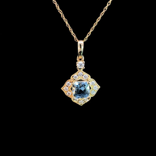 .59 ctw aquamarine and diamond pendant