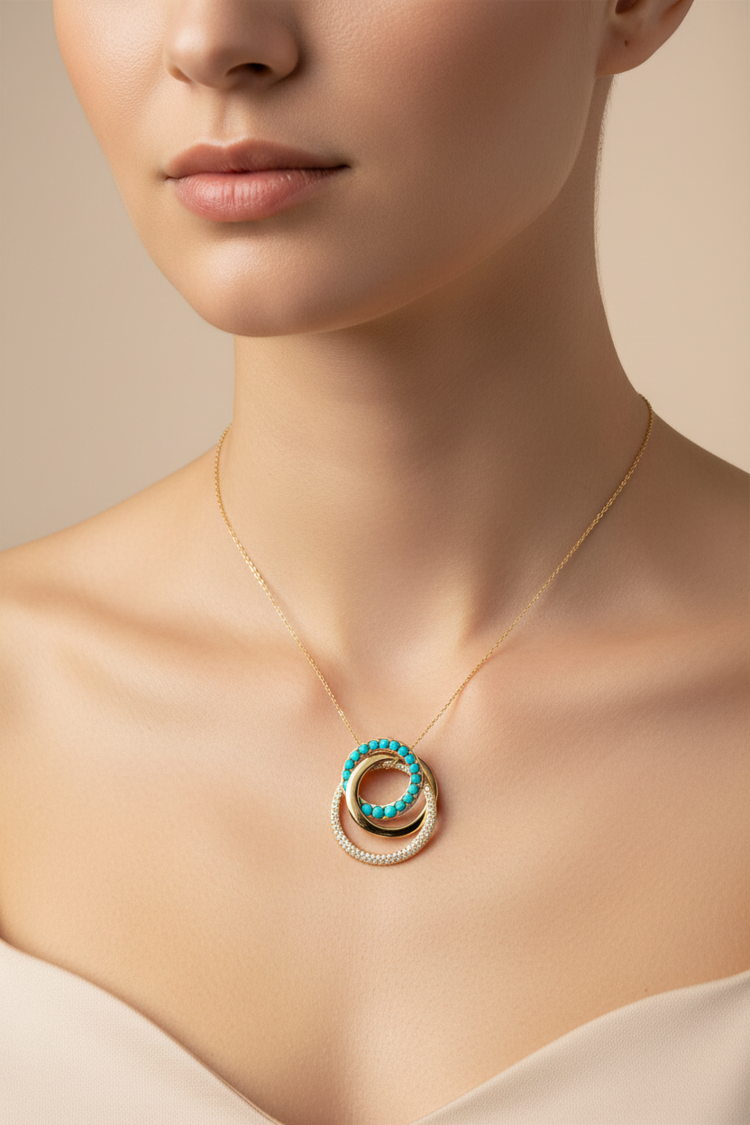 167130 - turquoise and diamond pendant