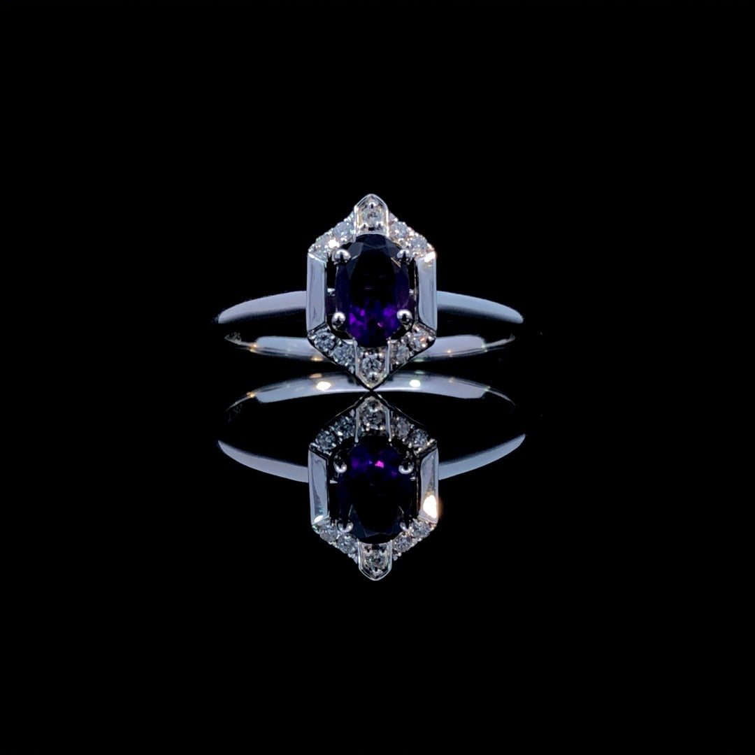 163623 - .43 ctw amethyst and diamond ring