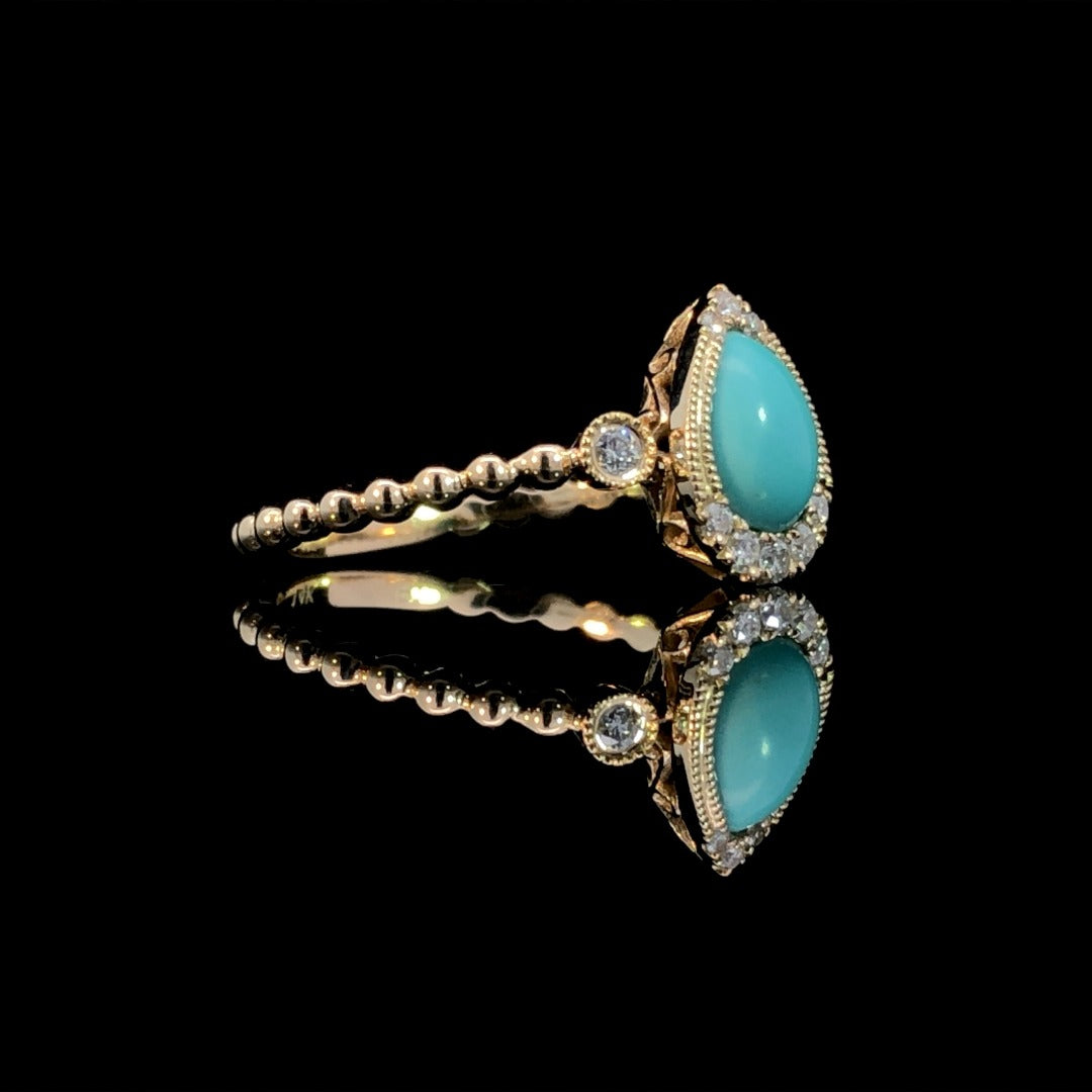163301 - .61 ctw diamond and turquoise ring