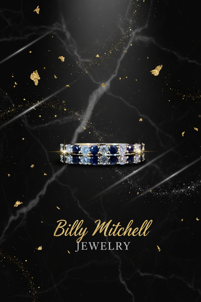 160093 - .78 ctw sapphire and diamond band