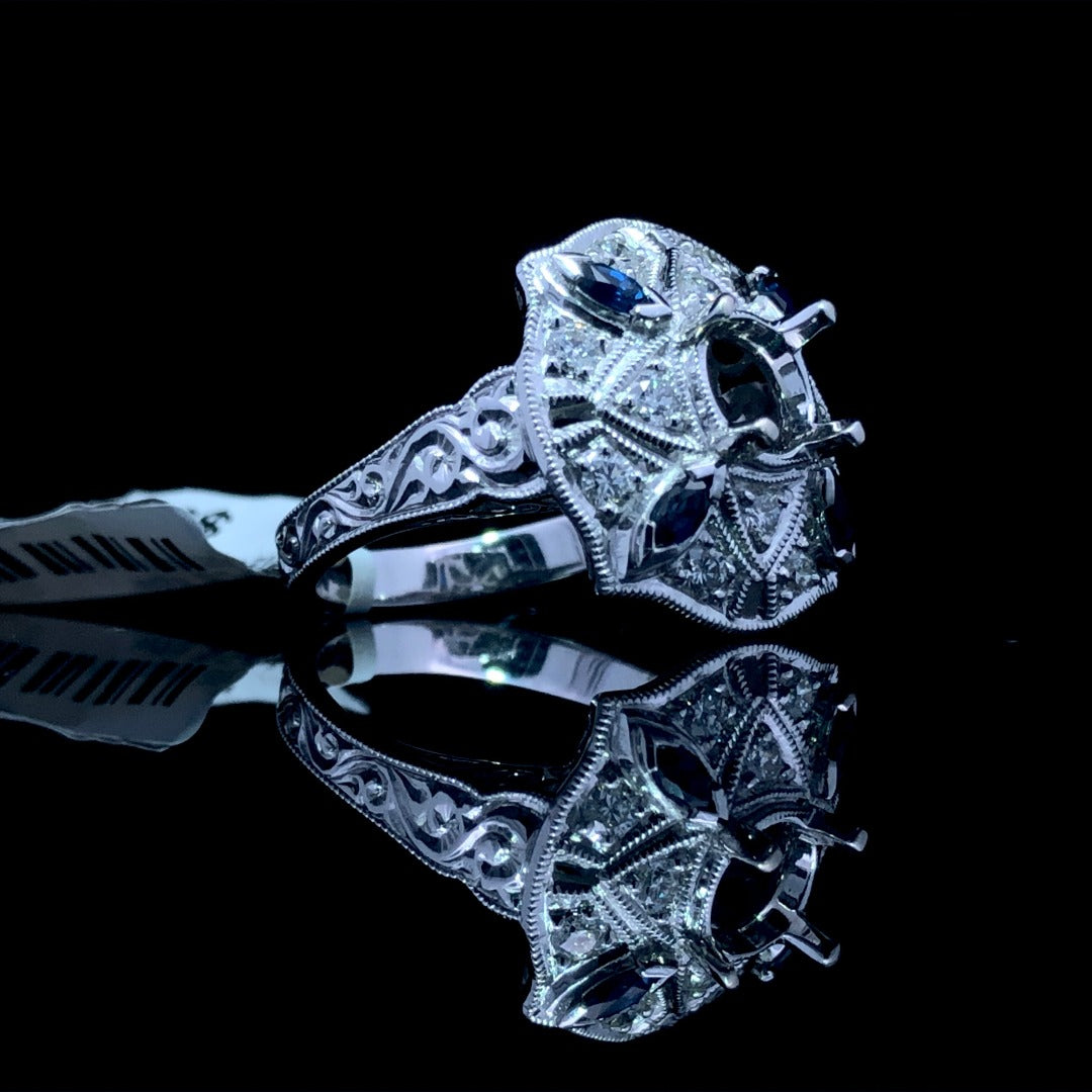 .72 ctw diamond and sapphire semi mount