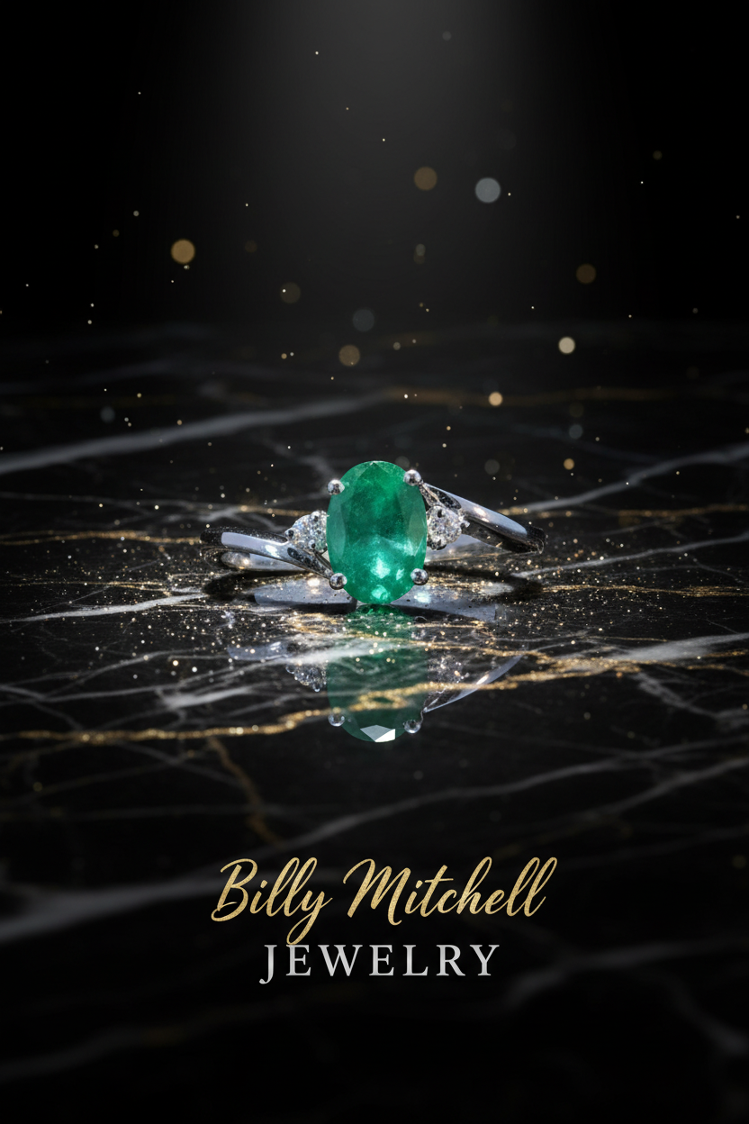 153319 - 1.05 ctw emerald and diamond ring