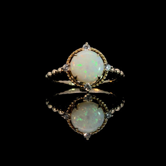 163323 - 1.14 ctw diamond and opal ring