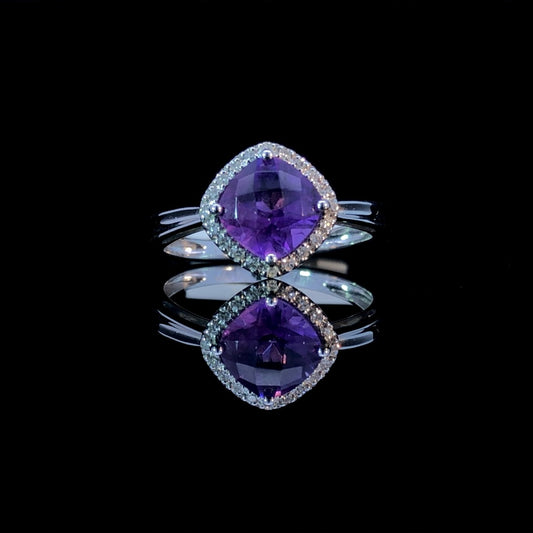 159446 - .08 ctw diamond and amethyst ring