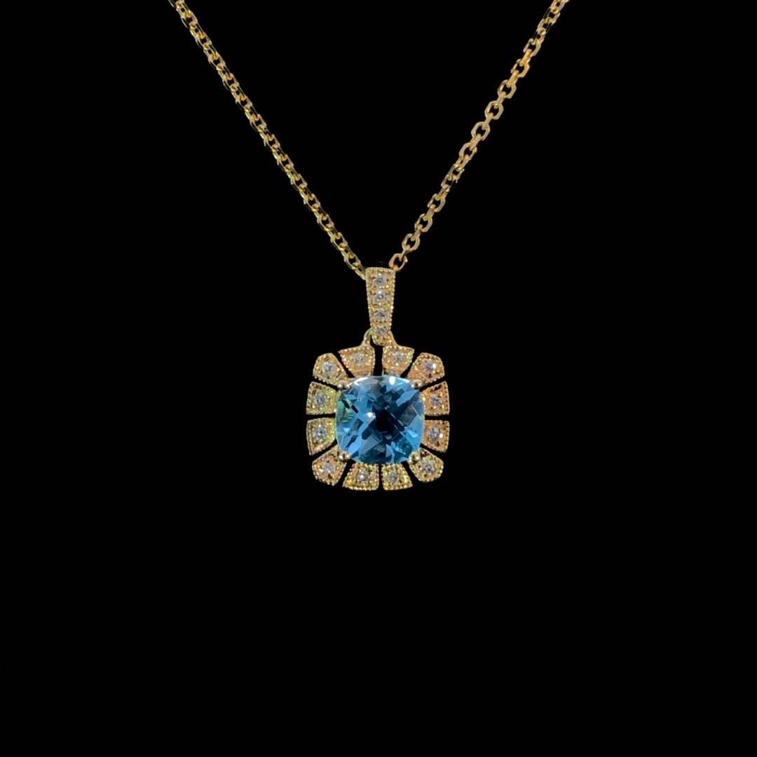 163379 - 1.35 ctw blue topaz and diamond pendantt