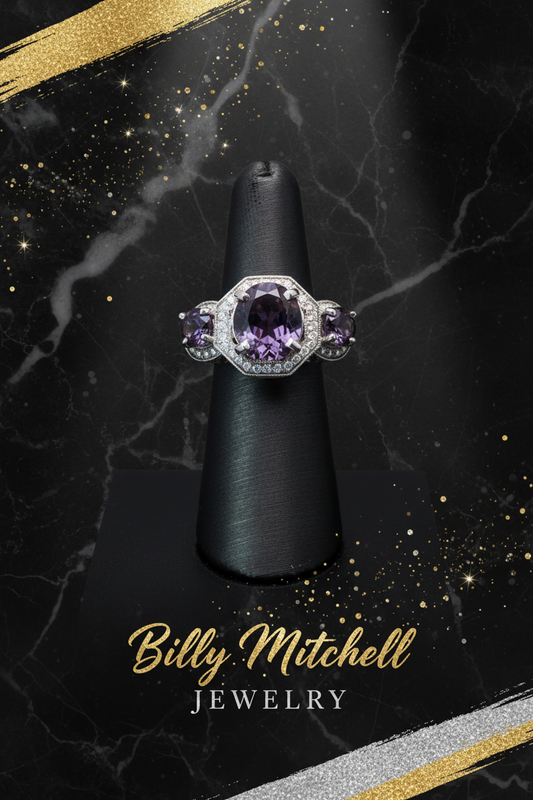 159047 - .54 ctw diamond and lab created Alexandrite ring