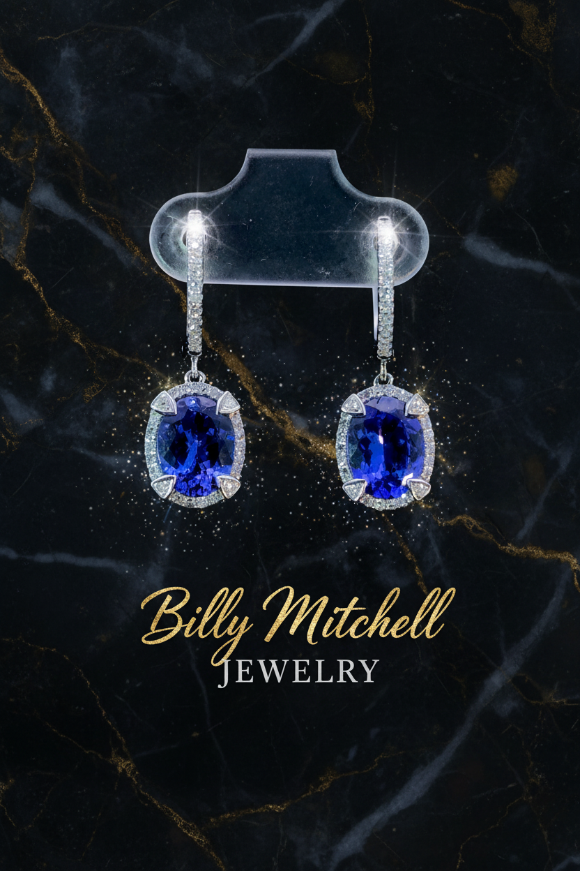 166964 - 4.14 ctw tanzanite and diamond earrings