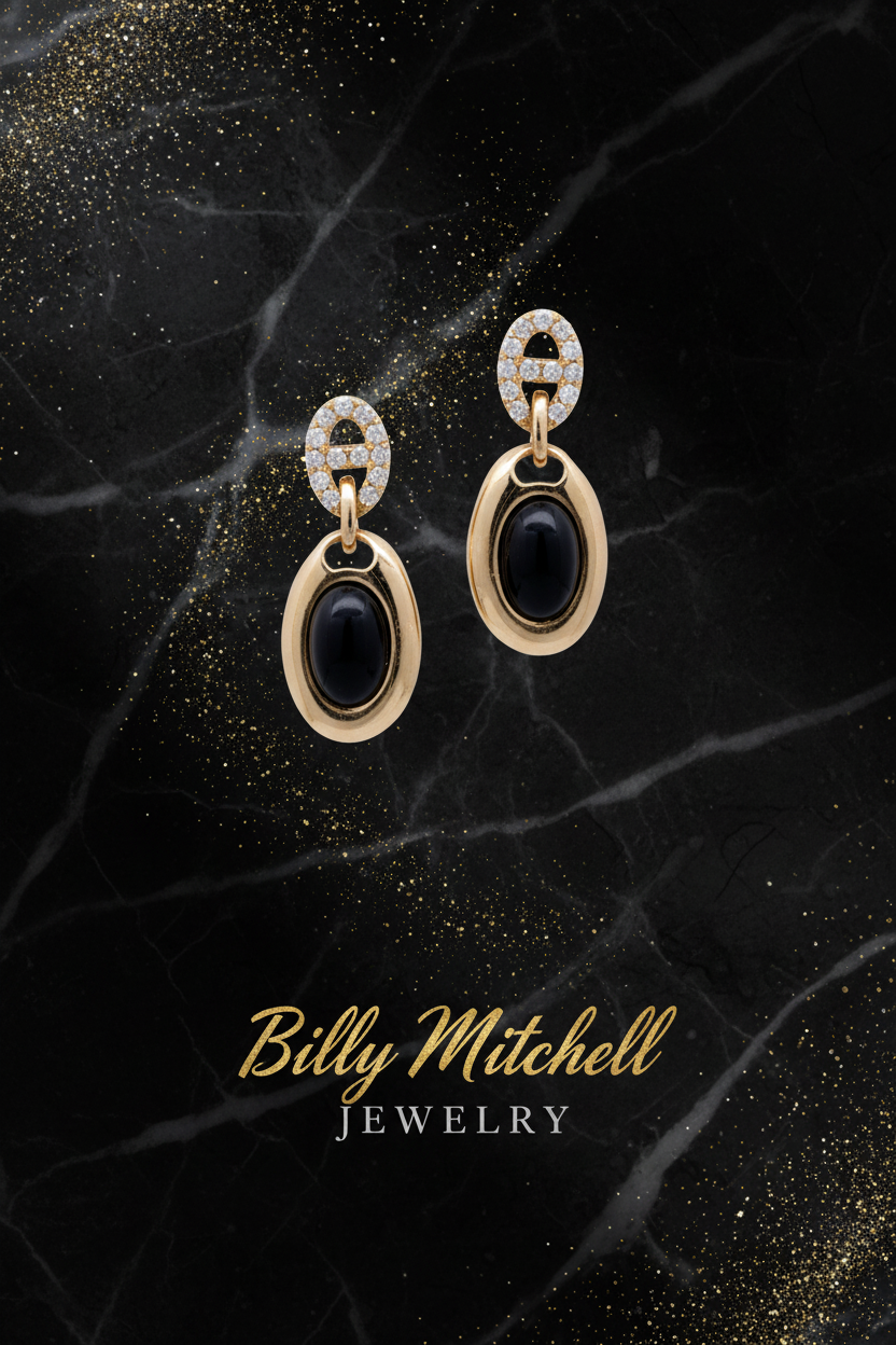 167090 - 1.11 ctw onyx and diamond earrings