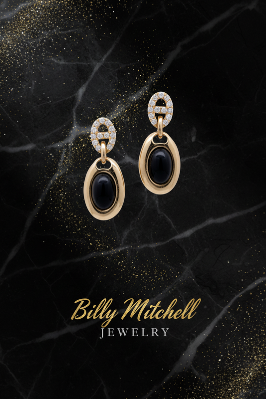 167090 - 1.11 ctw onyx and diamond earrings
