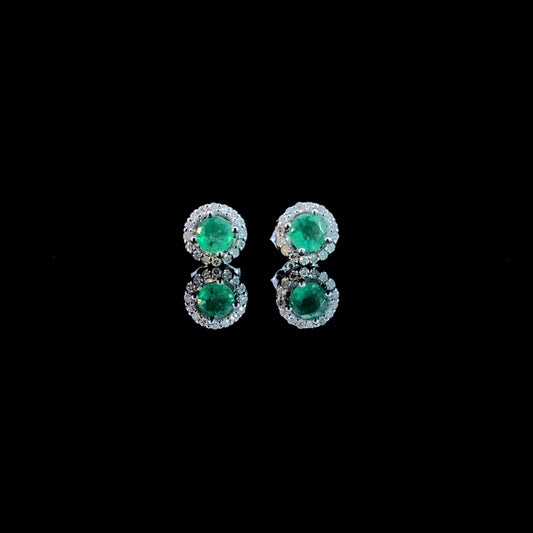 164015 - .10 ctw emerald and diamond earrings