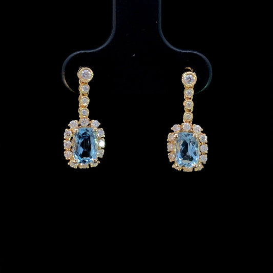 163364 - 1.21 ctw aquamarine and diamond earrings