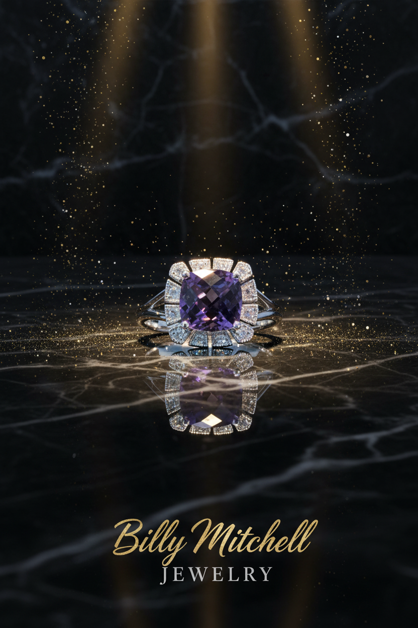 157652 - 1.45 ctw amethyst and diamond ring