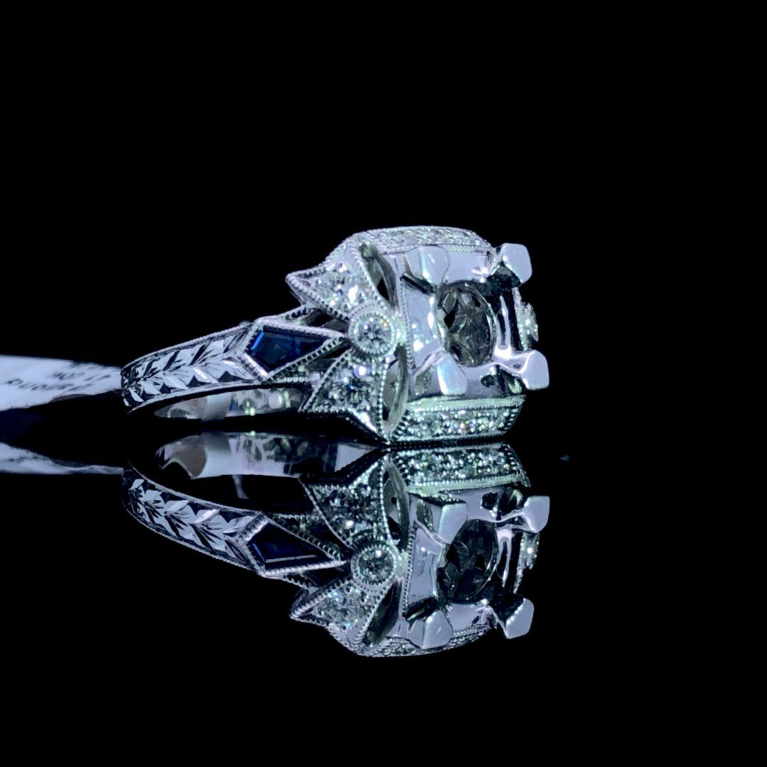 .41 ctw diamond and sapphire semi mount
