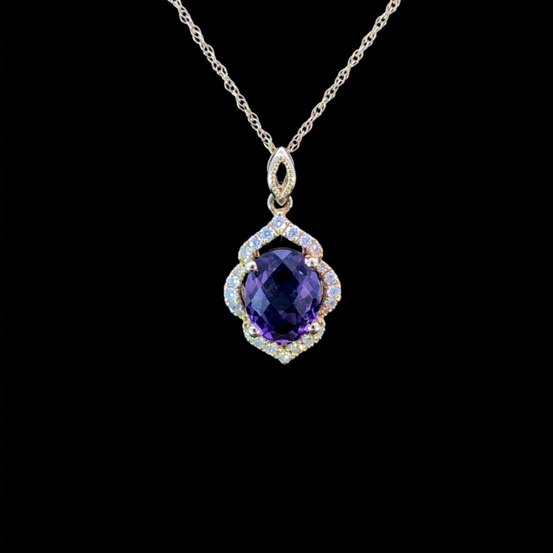 1.15 ctw amethyst and diamond pendant