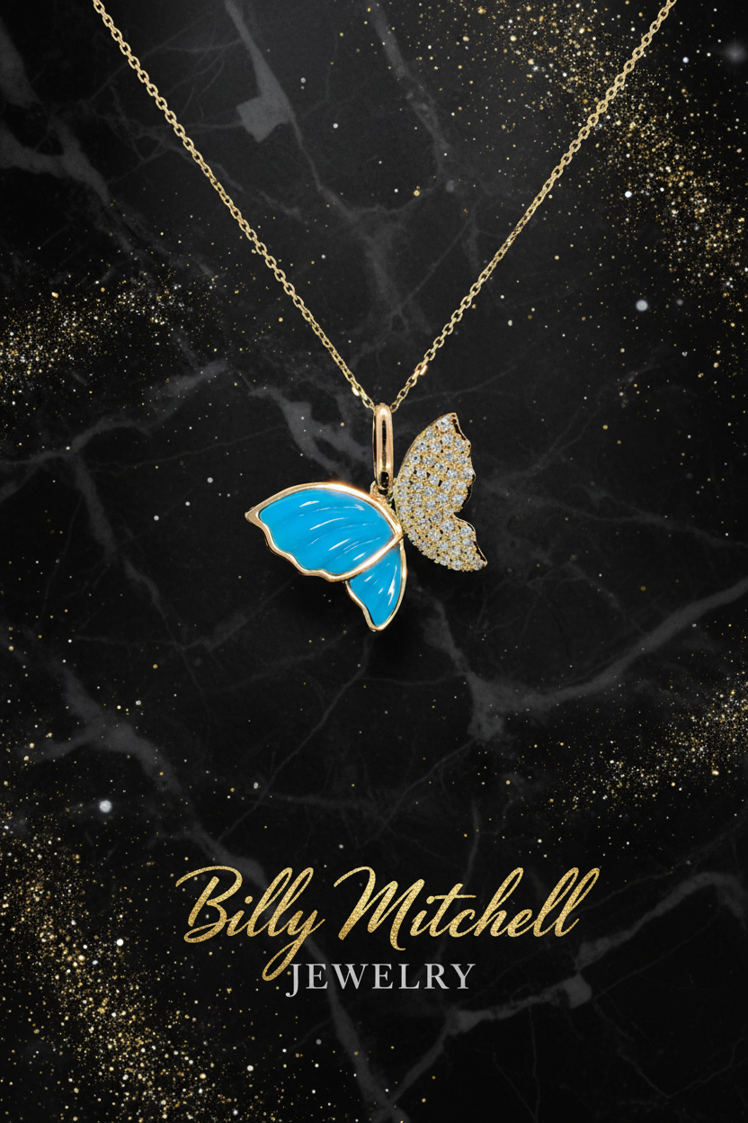 167131 - 1.13 ctw turquoise and diamond pendant