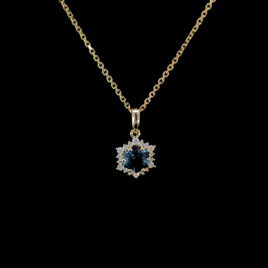 163376 - .82 ctw blue topaz and diamond pendant