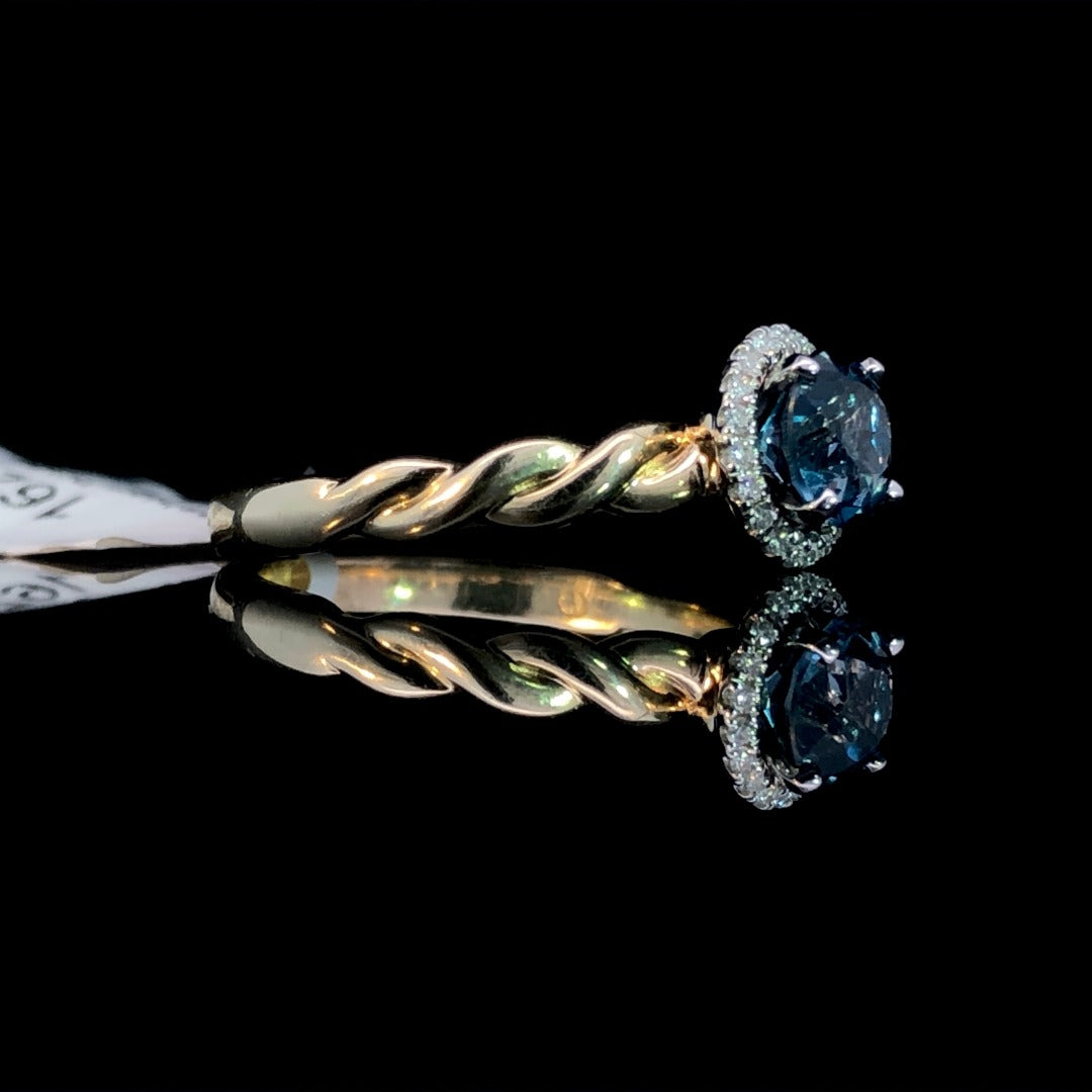162890 - .08 ctw blue topaz and diamond ring