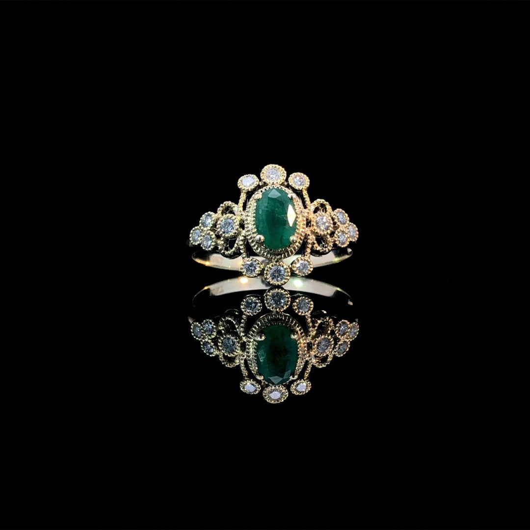 164143 - .65 ctw emerald and diamond ring