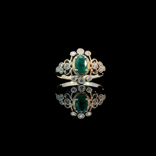 164143 - .65 ctw emerald and diamond ring