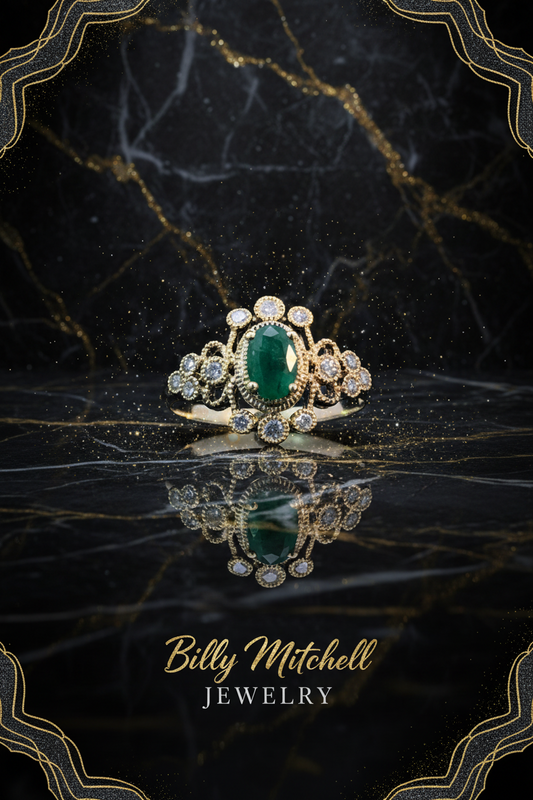 164143 - .65 ctw emerald and diamond ring