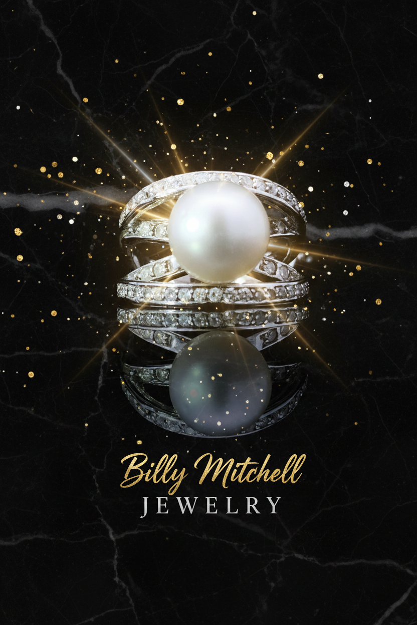 154482 - .45 ctw diamond and pearl ring