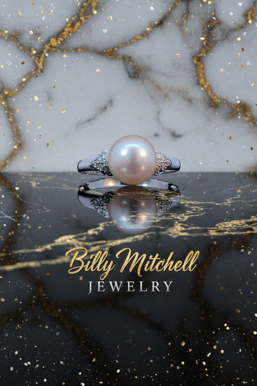 163641 - Pearl and diamond ring