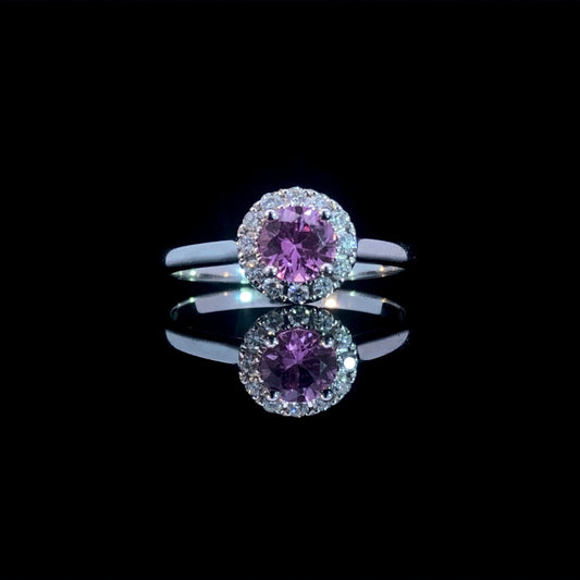 163231 - .63 ctw pink sapphire and diamond ring