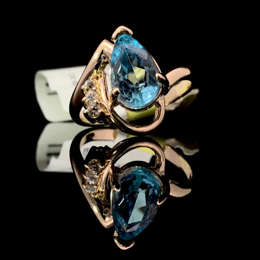 133437 - 1.43 ctw blue topaz and diamond ring