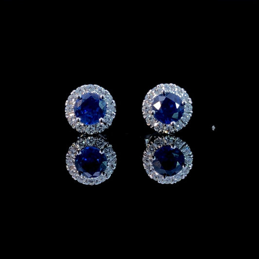 1.15 ctw sapphire and diamond earrings