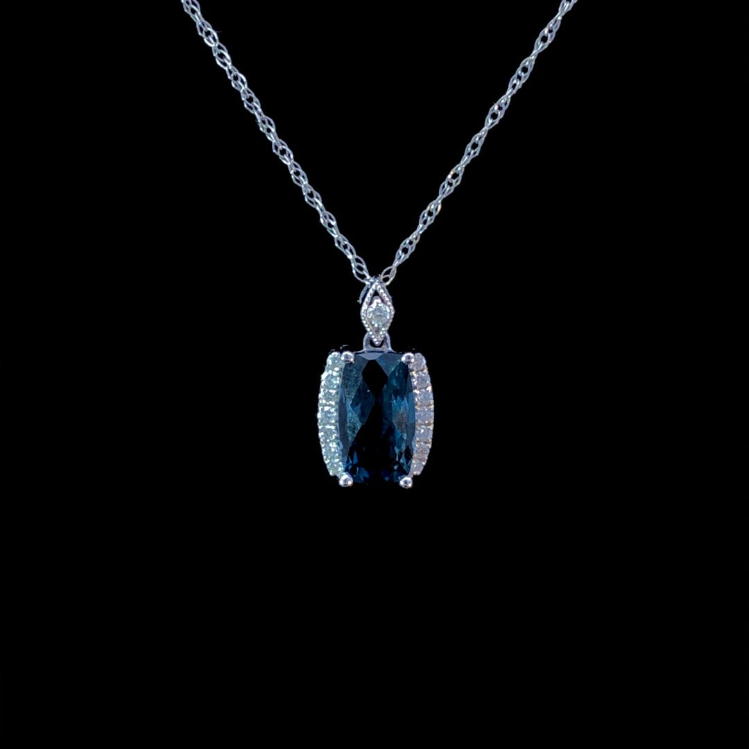 163373 - 1.61 ctw blue topaz and diamond pendant