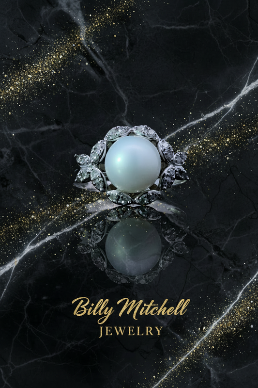 159455 - .20 ctw diamond and pearl ring