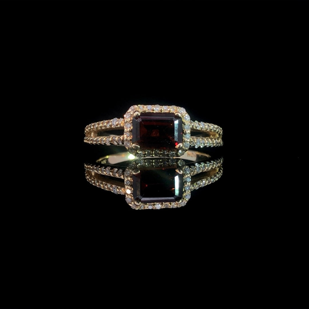 163237 - .35 ctw diamond and garnet ring