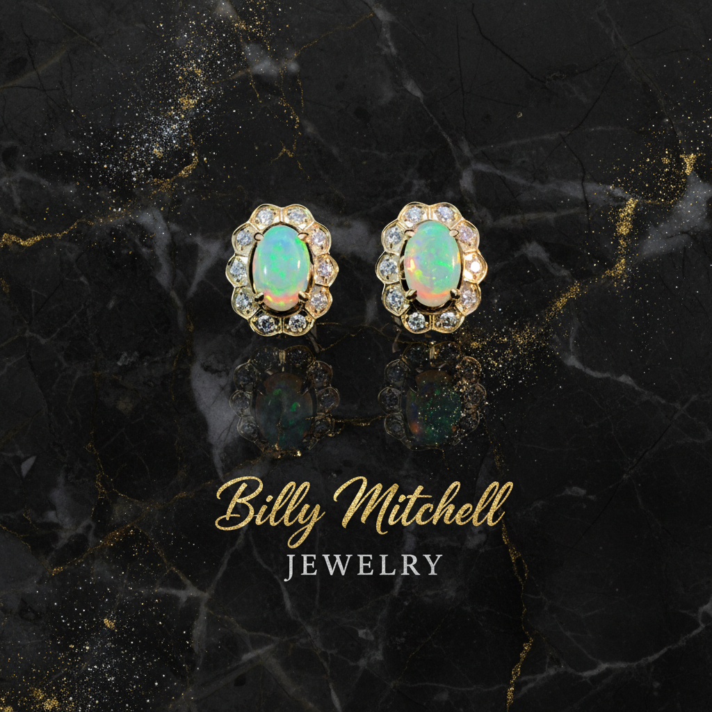 167238 - .81 ctw opal and diamond earrings